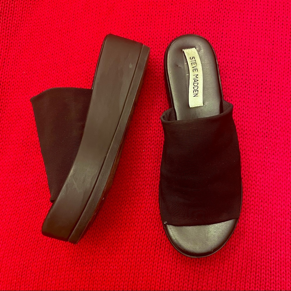 Vintage Steve Madden Y2K 90s Grunge Platform Stretch Slinky Slides